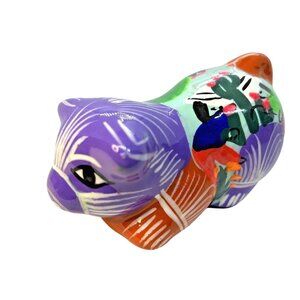 Handmade Mexican Folk Art Small Pig Figurine Colorful